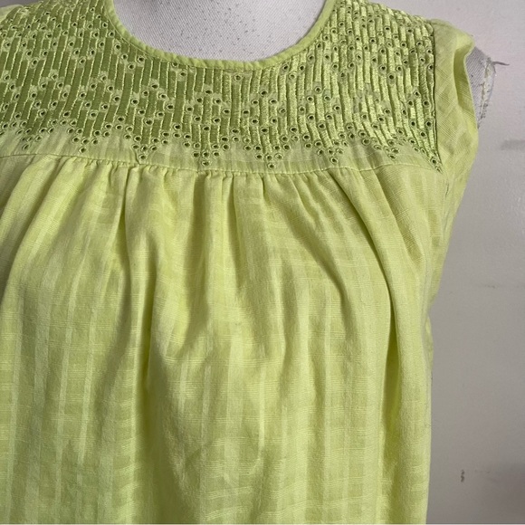 J.Crew • Bright Light Green Smocked Tank Top - Picture 4 of 4